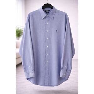 Polo Ralph Lauren Blue Button Down Shirt Mens 17 Large Cotton Classic Fit